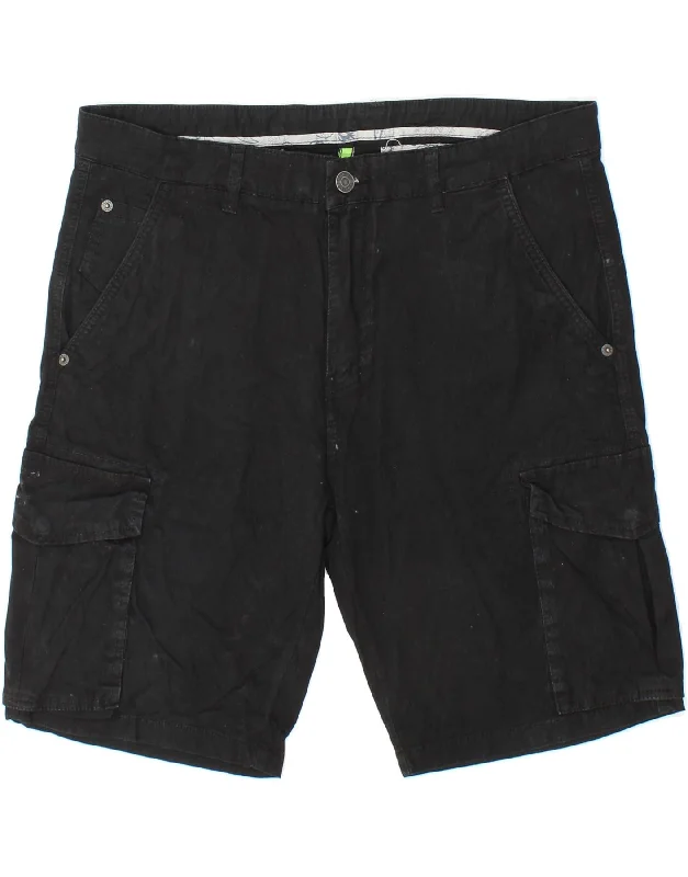 VINTAGE Mens Cargo Shorts W34 Large Black Cotton