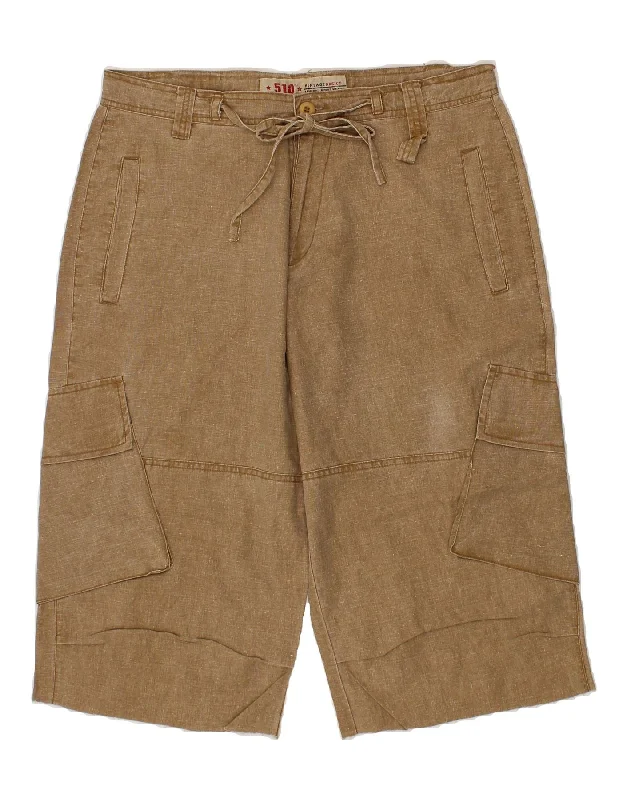 VINTAGE Mens Cargo Shorts W36 Large Brown Linen