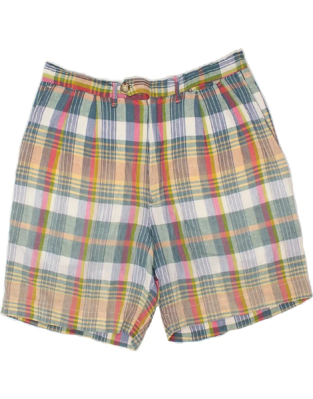 VINTAGE Mens Chino Shorts W33 Medium Multicoloured Check