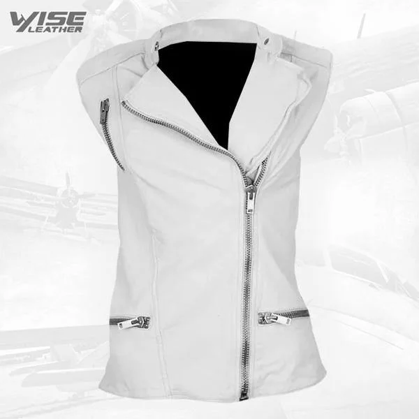 White Leather Biker Vest