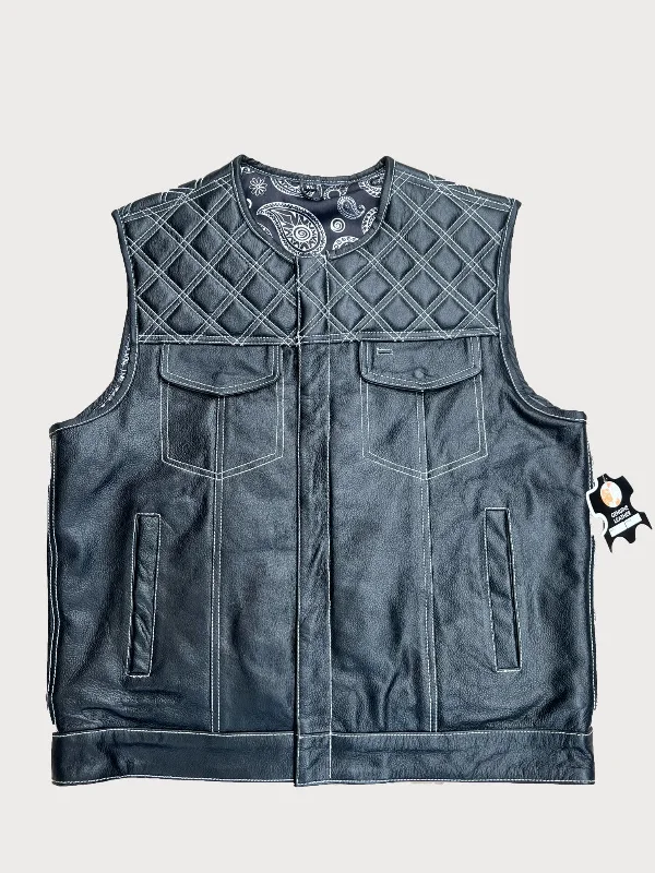 White Stiches Leather Vest