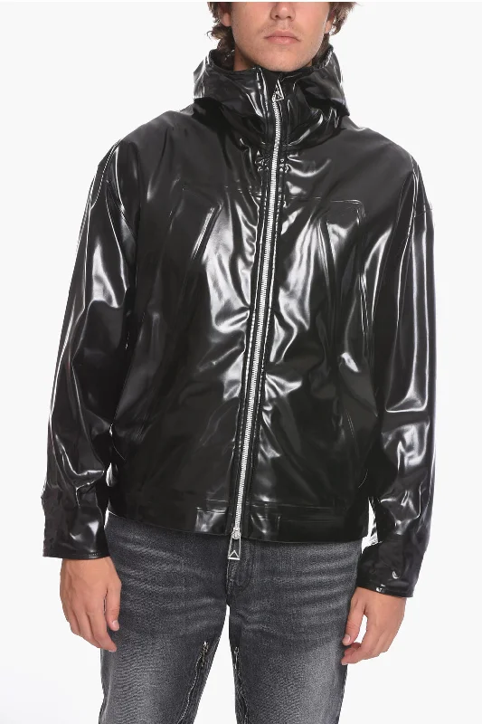 Bottega Veneta Rubberized-woven Windbreaker with Removable Lining