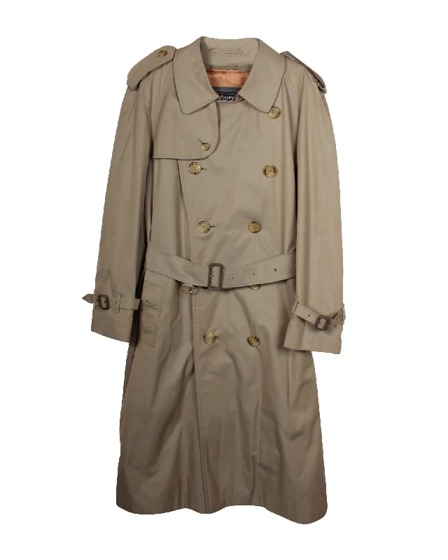 Burberry Double-Breasted Trench Coat in Khaki Wool