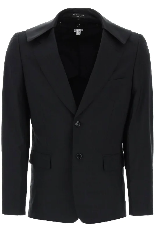 Comme Des Garcons Homme Plus Men's Satin Collar Blazer With Eight