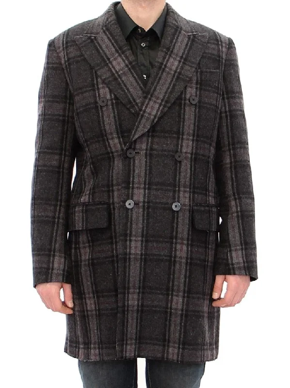 Dolce & Gabbana Sicilia Checke Wool Blend Men's Coat