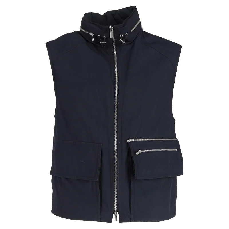 Hermès Shearling Gilet in Navy Blue Nylon