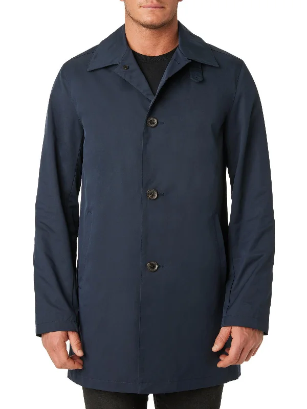 Mens Solid Long Sleeve Trench Coat