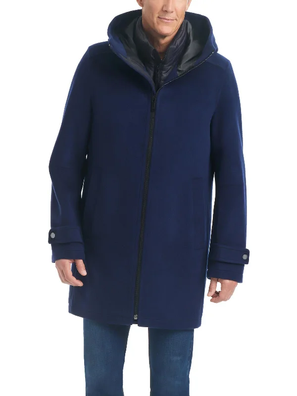 Mens Water Resistant 3-In-1 Wool Coat