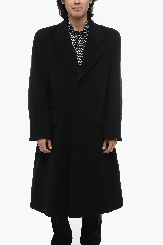 Saint Laurent Single-Breasted Wool Coat With Flap Pockets