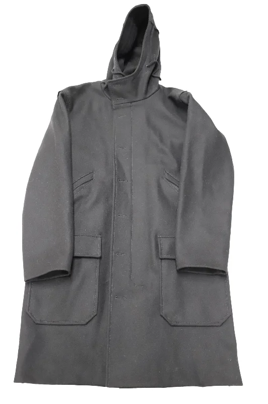 Sandro Procession Parka in Black Wool