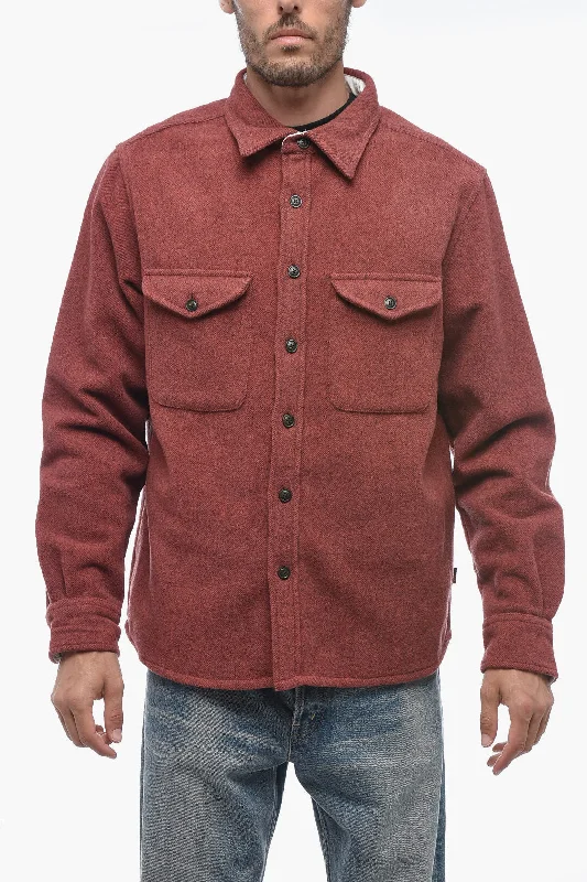 Woolrich Twill Wool and Nylon ALASKAN Overshirt with Double Breast Po