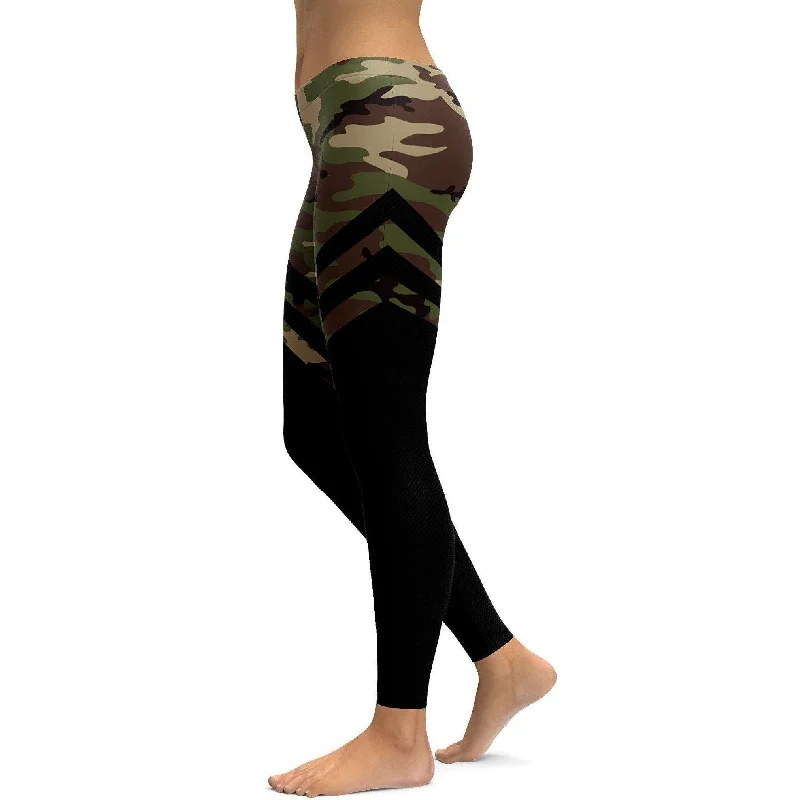 Black & Camo Thigh High Stocking Leggings