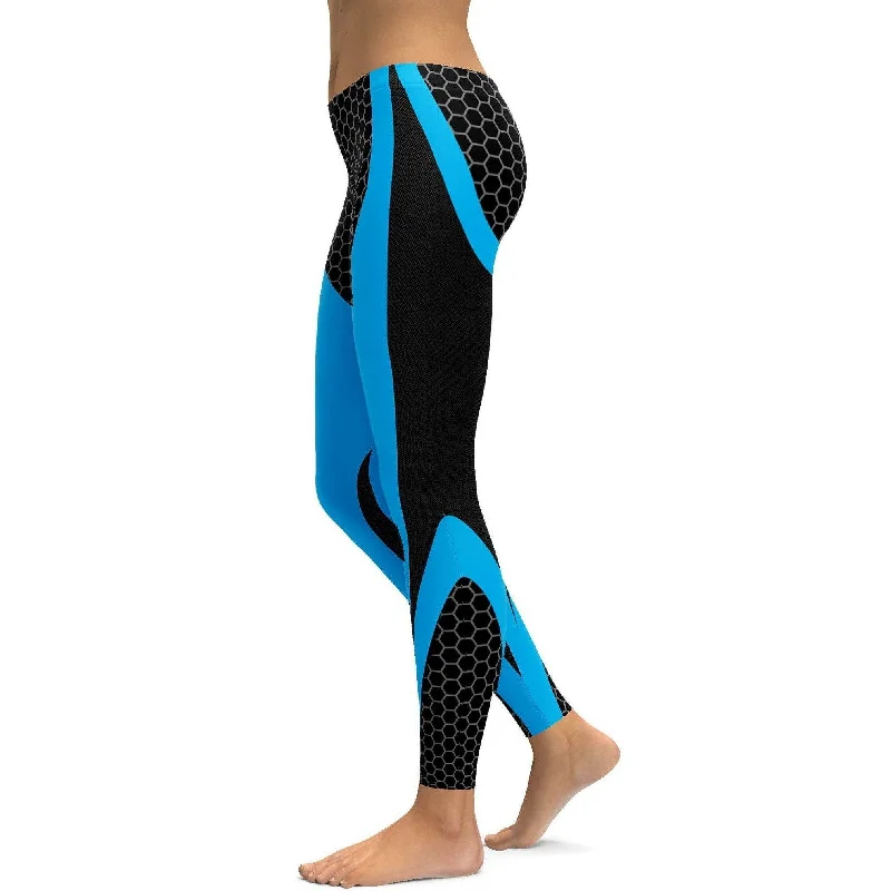 Blue Honeycomb Carbon Leggings