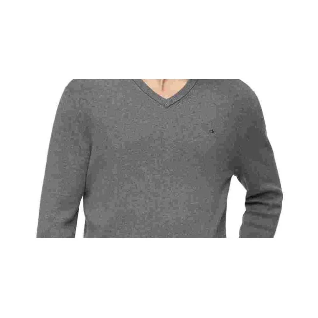 Calvin Klein Men's Regular-Fit V-Neck Sweater Dark Gray Size Small