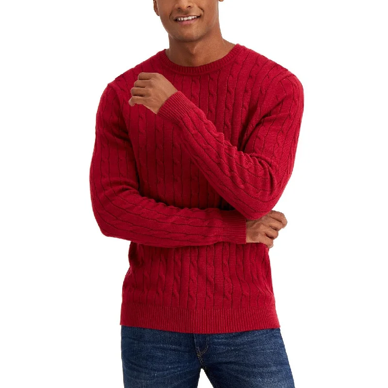 Club Room Men's Cable-Knit Sweater Maraschino Size Medium