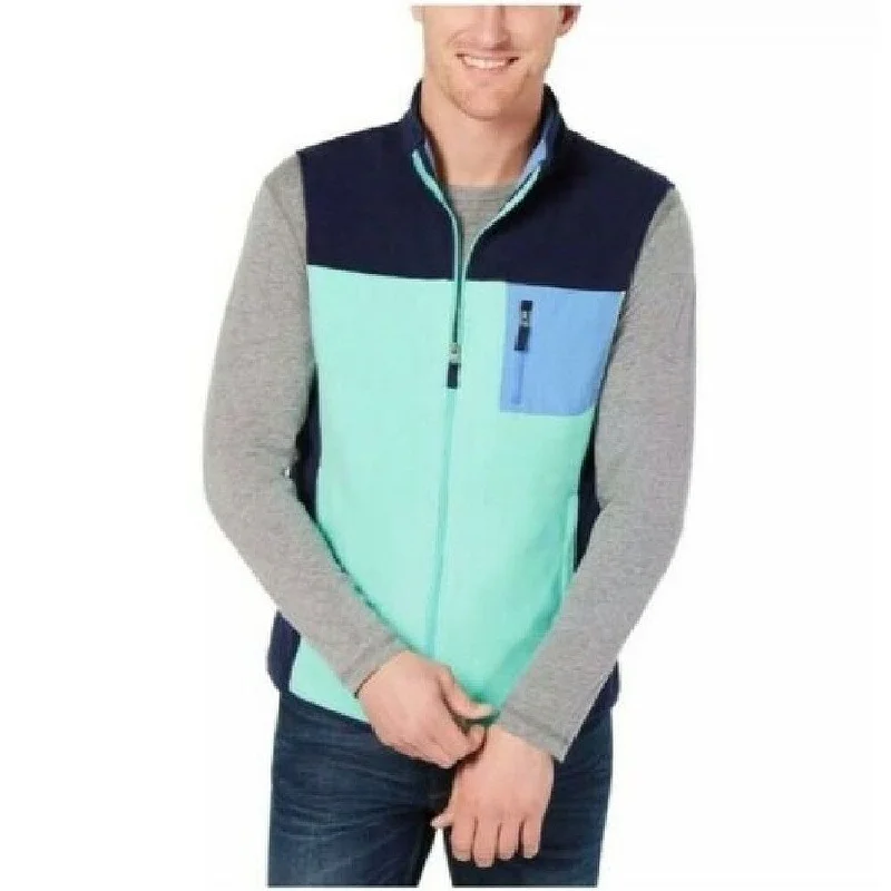 Club Room Men's Colorblock Fleece Sweater Vest Mint Size Extra Large