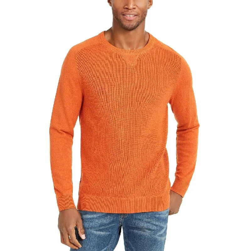 Club Room Men's Pima Cotton Crew Neck Sweater Orange Size Large