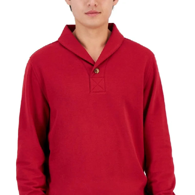 Club Room Men's Shawl Collar Sprilite Fleece Sweater Red Size Large