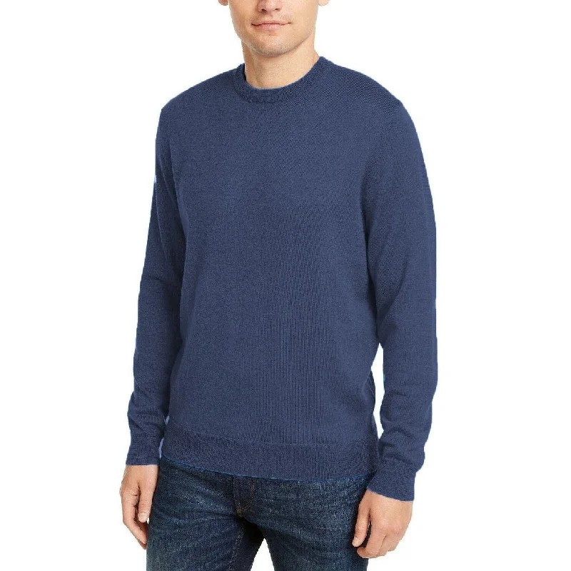 Club Room Men's Solid Crew Neck Merino Wool Blend Sweater Navy Size Extra Large