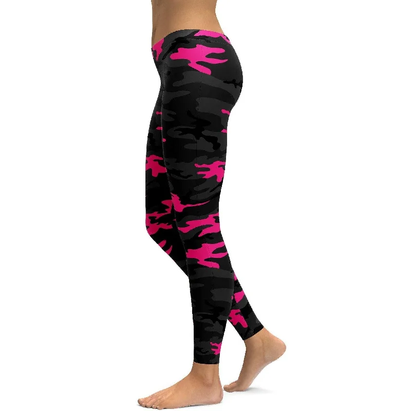 Dark Pink Camo Leggings