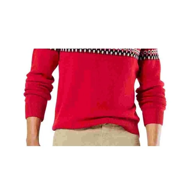 Dockers Men's Alpha Chunky Fair Isle Sweater Red Size Medium