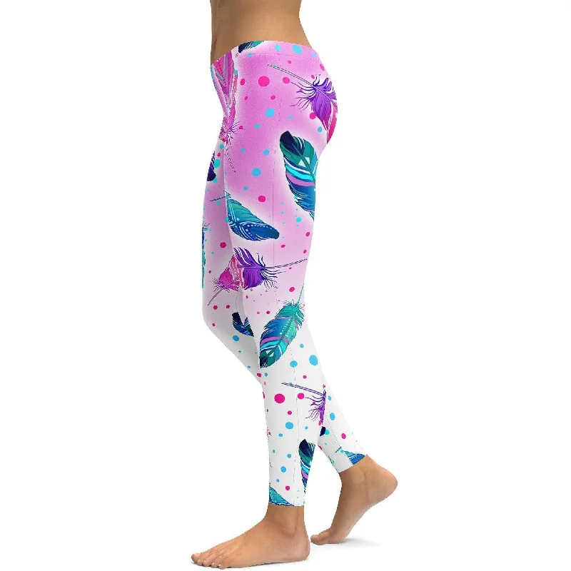 Dreamy Falling Feathers Leggings