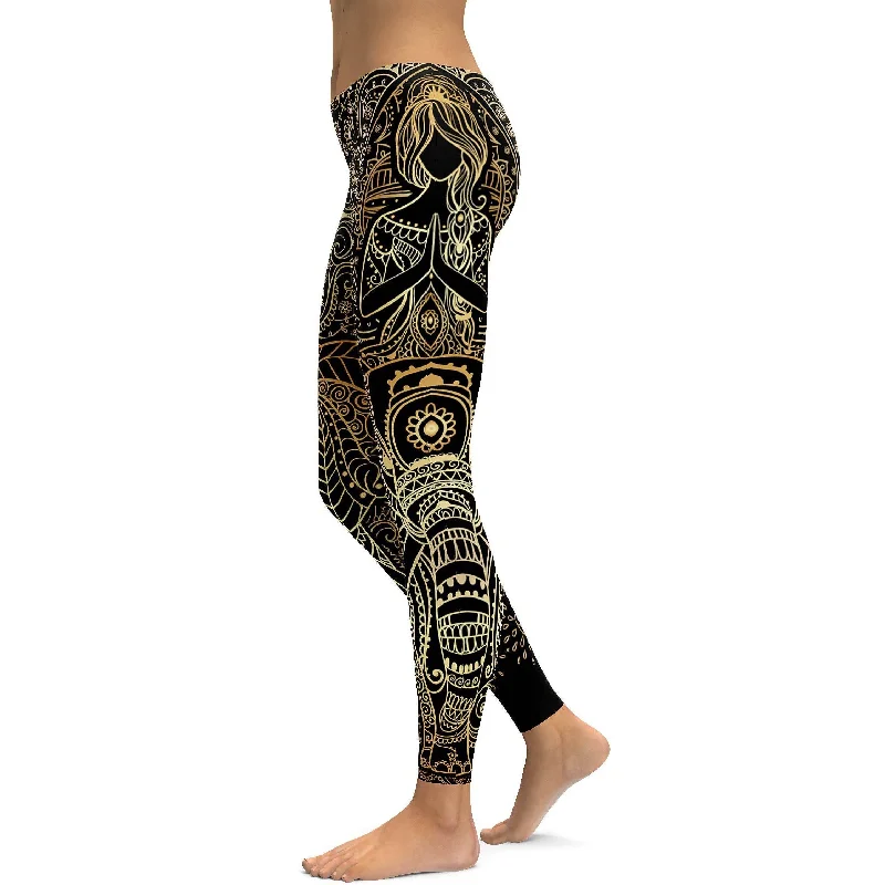 Golden Ornamental Elephant Leggings