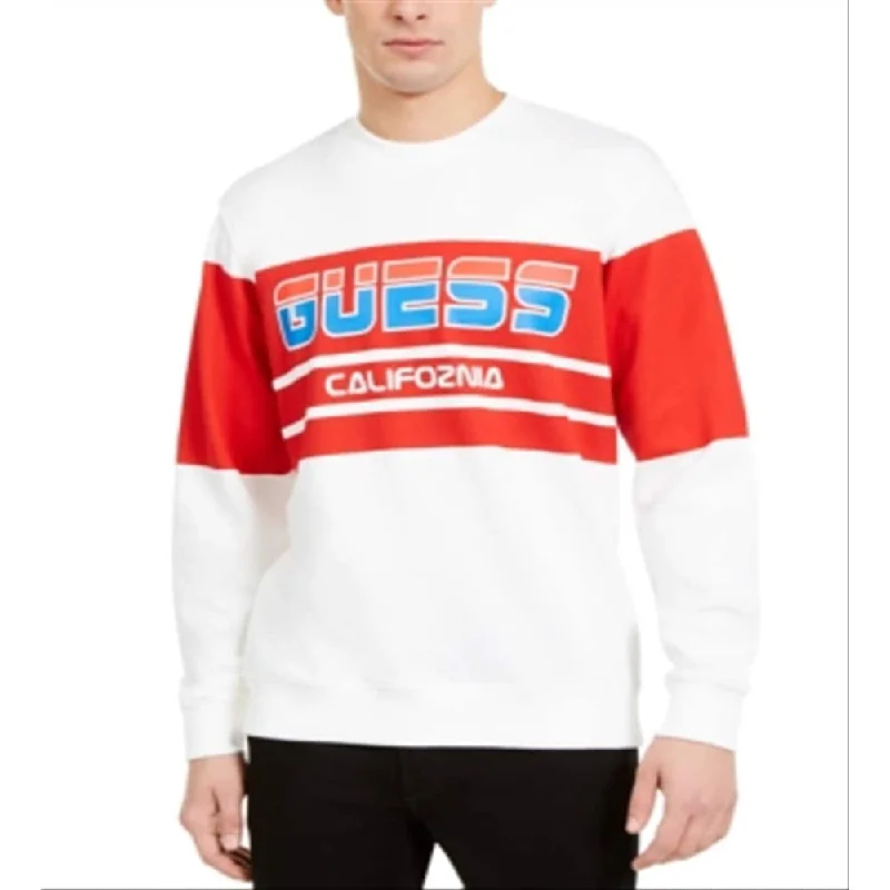 Guess Men's Crew Neck Sweater White Size Xx-Large