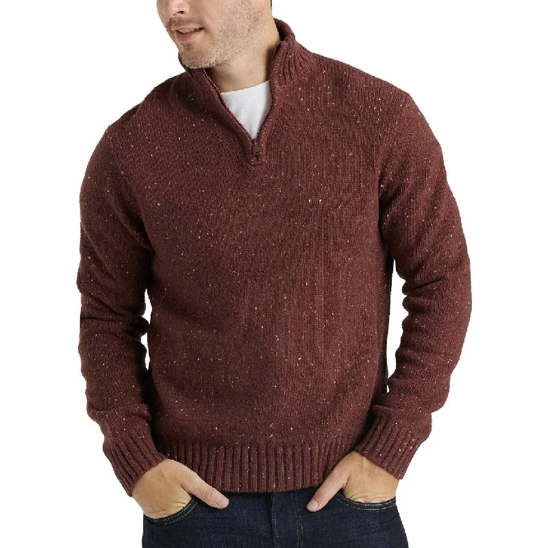 Lucky Brand Men's Heathered Quarter-Zip Sweater Red Size Medium