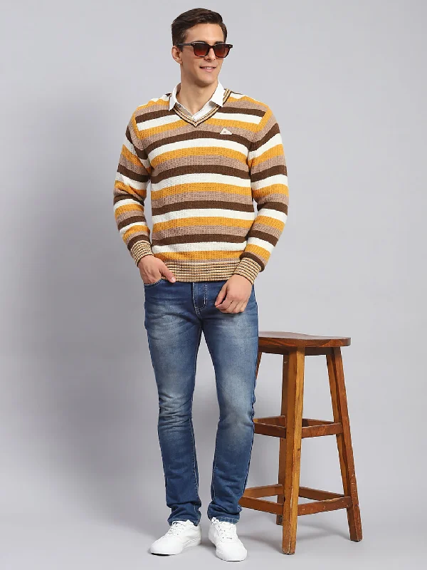 Men Multicolor Self Design Lamb wool Pullover