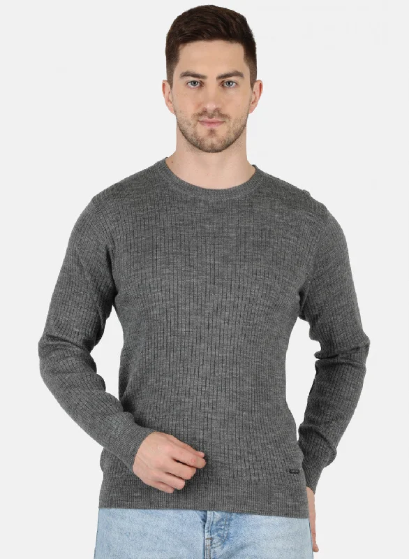 Men Grey Solid Pullover