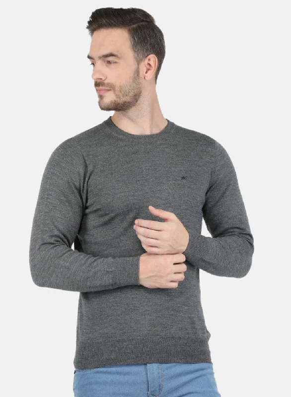 Men Grey Solid Pullover