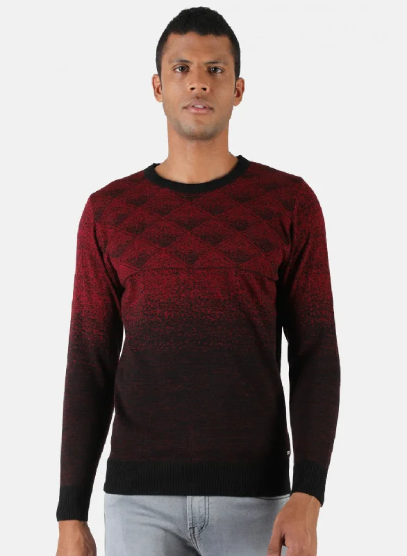 Men Maroon & Black Solid Pullover