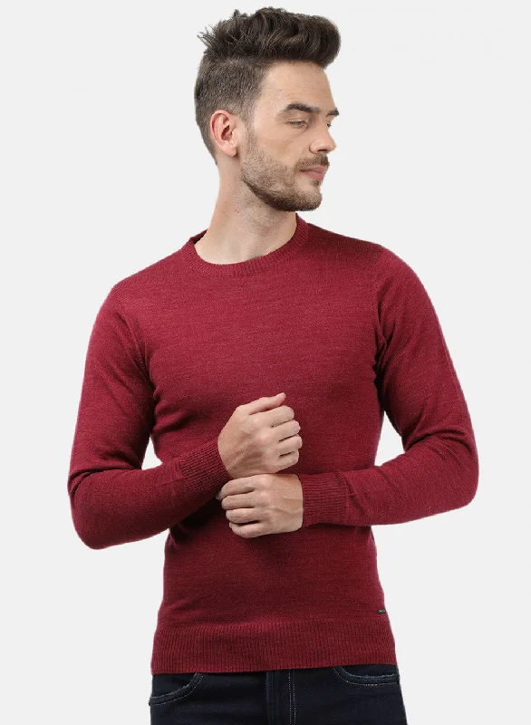 Men Red Solid Pullover