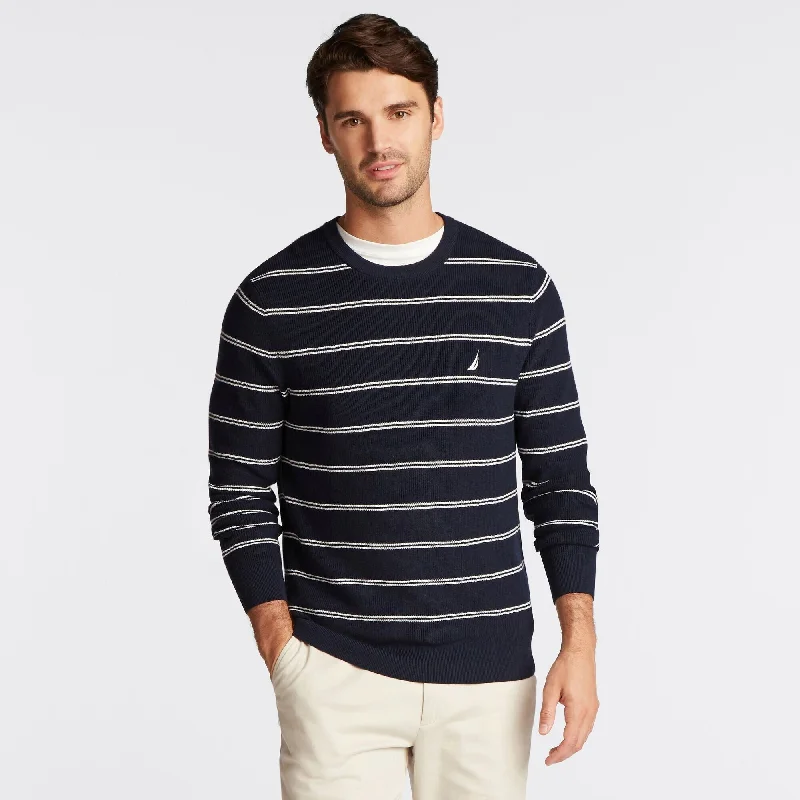 Nautica Men's Navtech Crewneck Striped Sweater Navy Size Extra Large