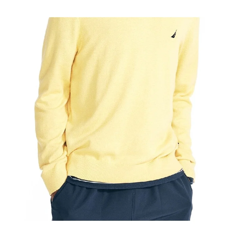 Nautica Men's Navtech Performance Classic Fit Soft V Neck Sweater Yellow Size Small