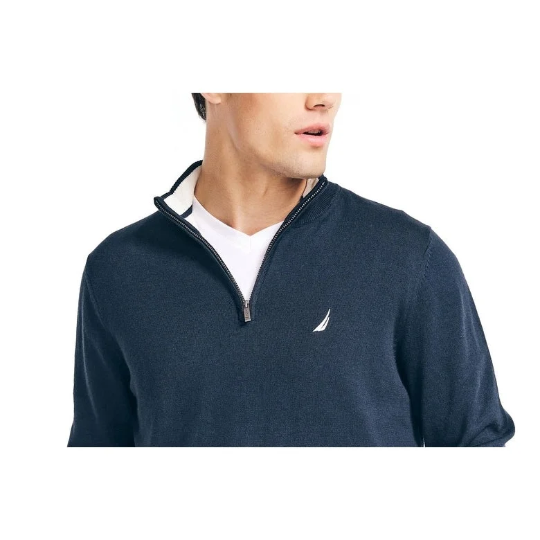 Nautica Men's Navtech Performance Classic Fit Solid Quarter Zip Sweater Blue Size Xxx-Large