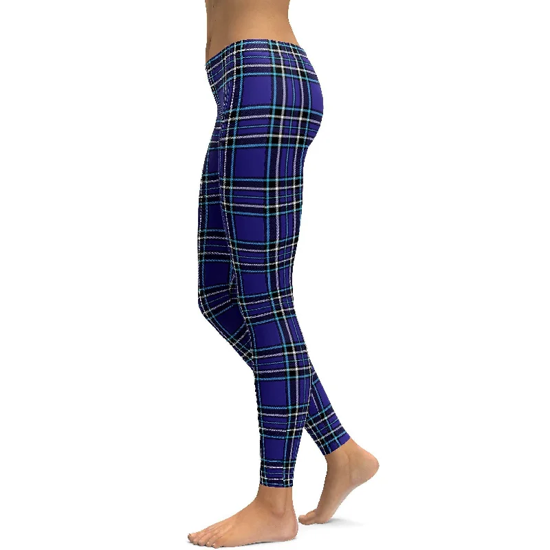 Navy Blue Tartan Leggings