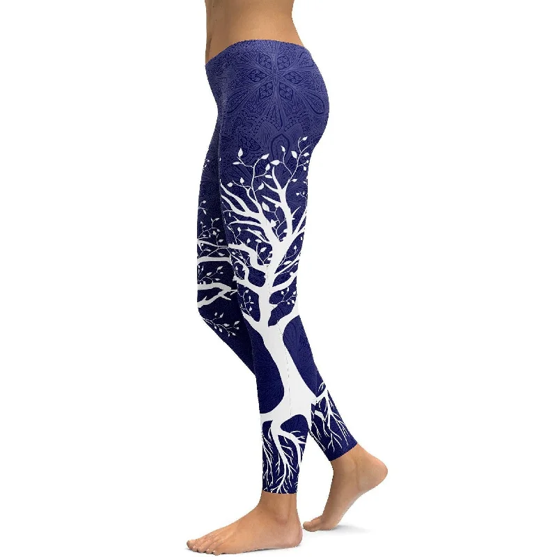 Navy Blue Tree of Life Leggings