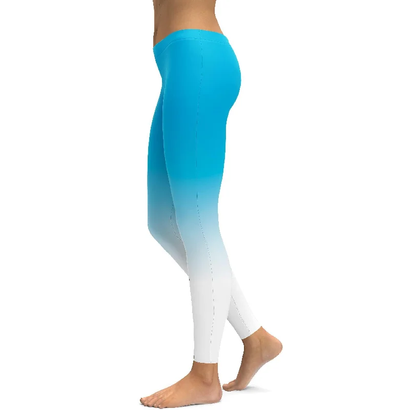 Ombre Sky Blue to White Leggings