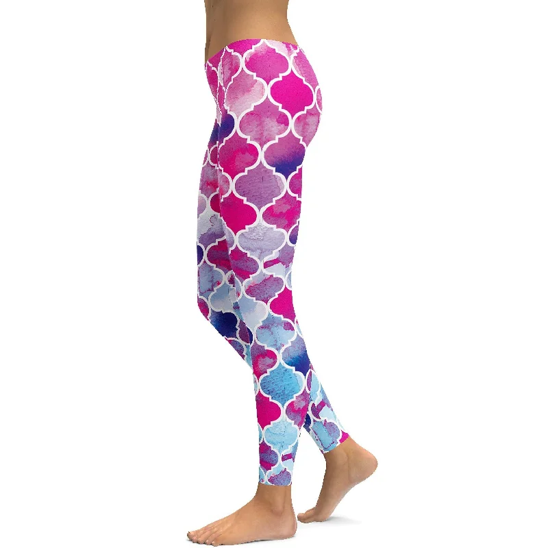 Pink & Blue Arabic Pattern Leggings