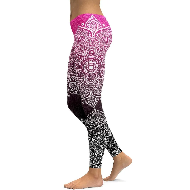 Pink to Black Mandala Leggings