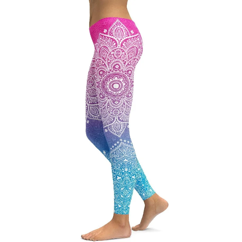 Pink to Blue Mandala Leggings