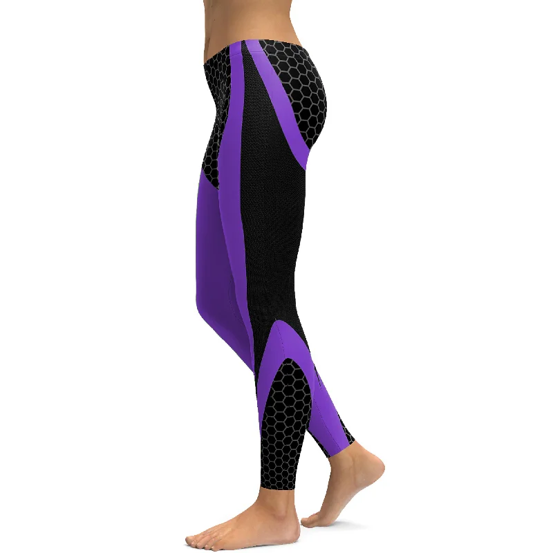 Purple Honeycomb Carbon Leggings