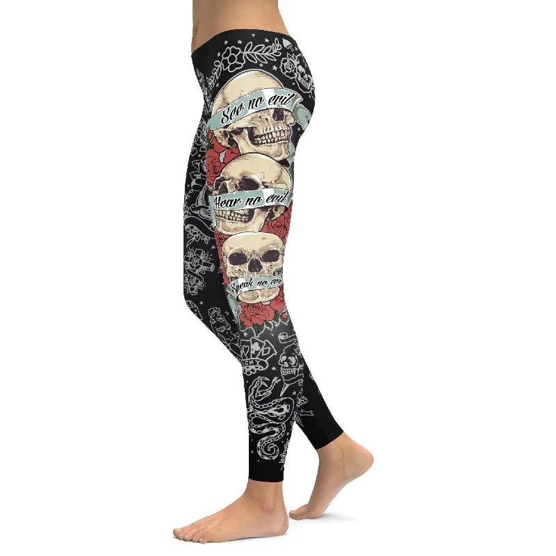 See no evil, Hear no evil, Speak no evil Black Leggings