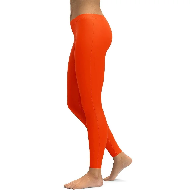 Solid Hot Orange Leggings