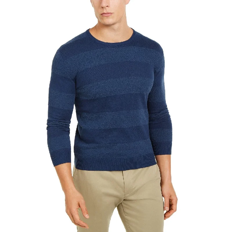 Tasso Elba Men's Rugby Boucle Sweater Blue Size Extra Large