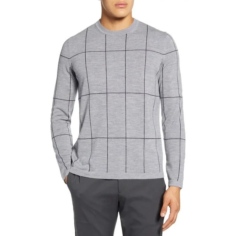 THEORY Men's Malio Regular Fit Crewneck Wool Sweater Gray Size Medium