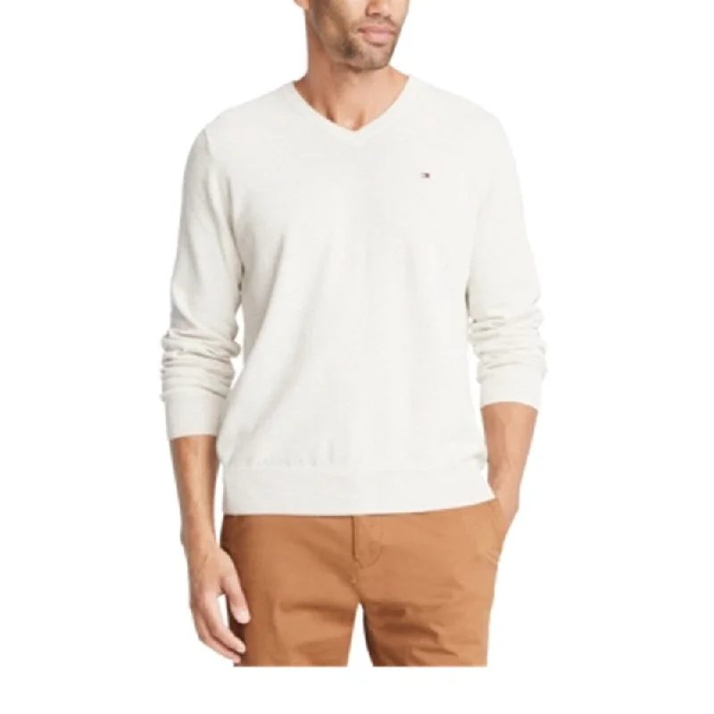 Tommy Hilfiger Men's Signature Regular Fit Solid V Neck Sweater Beige Size SP - Petite S