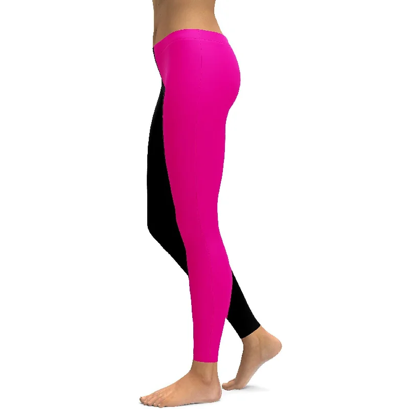 Two Tone Pink & Black Leggings